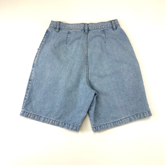 Vintage 90s denim shorts Small mom pleat front 8in inseam Northern Reflections - Picture 11 of 11
